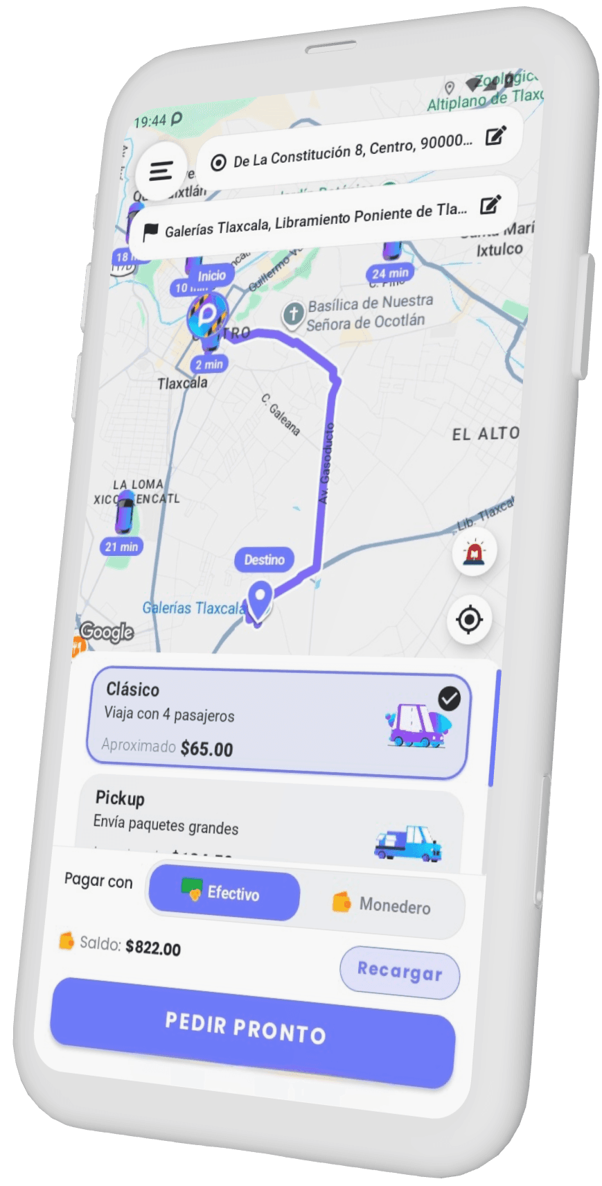Captura de la app de Pronto